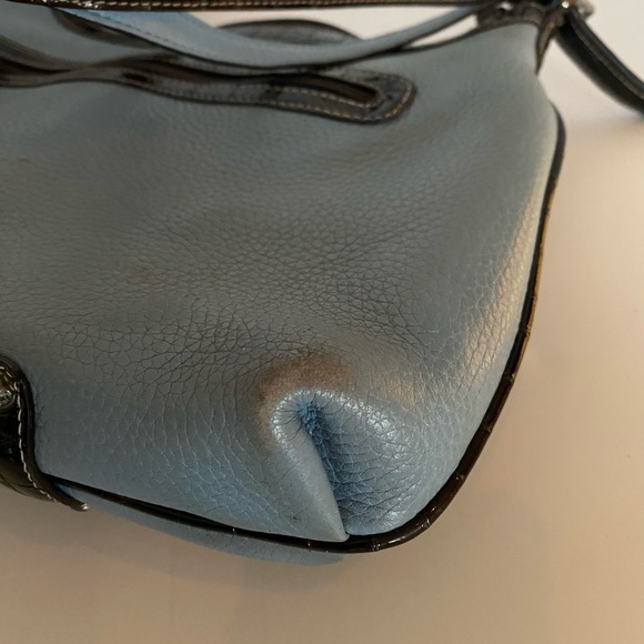 Powder Blue Brighton purse w/brown patent trim. - Picture 11 of 14